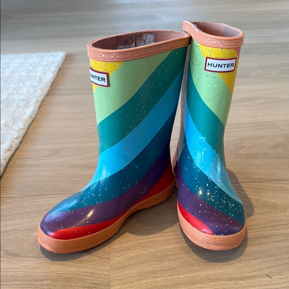 Hunter Multicolor Striped Girls Rain Boots